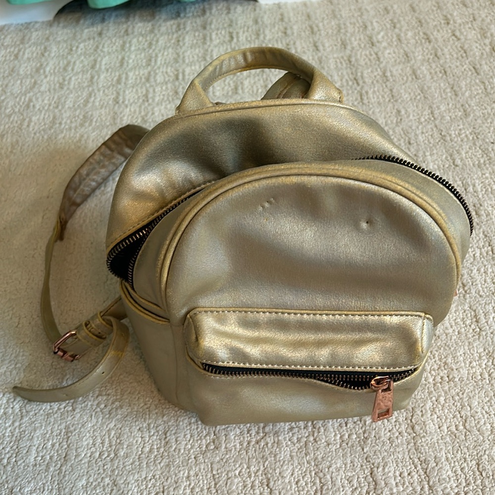 Metallic Gold Mini Backpack from Free People